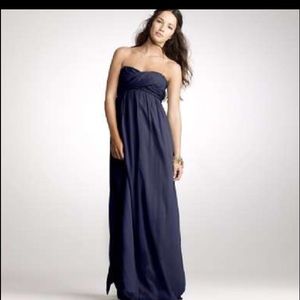 J. Crew Long Silk Chiffon Taryn Dress in Navy